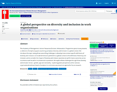 a global perspective on diversity and inclusion in work organisations A global perspective on diversity and inclusion in work organisations A global perspective on diversity and inclusion in work organisations  Plataforma do Conhecimento A global perspective on diversity and inclusion in work organisations